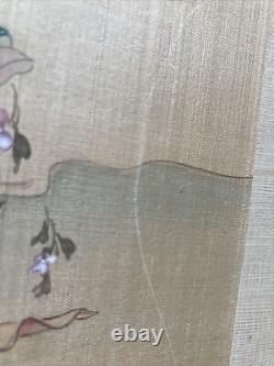 Antique Vintage Original Oil Old Painting Japanese/ Chinese Fine Work on Silk