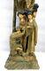 Antique Pair Chinese Fine Carved Wood Scenic Candle Holder Figure Lamps Japanese