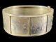 Asian Antique Japanese Silver Aesthetic Birds Scene Hinged Bangle Bracelet