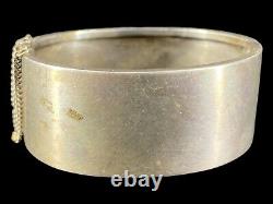 Asian Antique Japanese Silver Aesthetic Birds Scene Hinged Bangle Bracelet