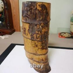 BAMBOO Wooden Vase MAKI-E Lacquer 19TH CENTURY Japanese Antique EDO Era Fine Art