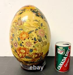 BIG 12 Vintage Chinese Mid Century Satsuma Moriage Fine Porcelain Egg withstand