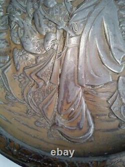 Beautiful Antique Japanese Copper On Pewter Plate Dish Fine Quality Meiji