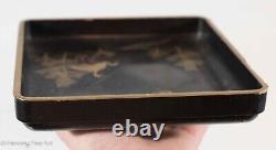 Beautiful Antique Japanese Lacquer Tray with Cranes, Signed & FINE