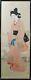 Beautiful Antique Japanese Silk Painting Of Geisha In Pink Signed & Fine