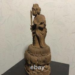 Bodhisattva wood carving statue 7.4 inch Japanese Antique Fine art Figurine
