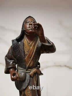 Bronze Japanese Samurai Okimono not Signed Fine Archer Sculpture Statue