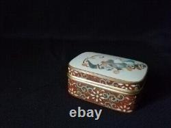 CLOISONNE BIRD ARABESQUE BOX 2.6 inch Antique MEIJI Era Old Fine Art Japanese