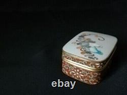 CLOISONNE BIRD ARABESQUE BOX 2.6 inch Antique MEIJI Era Old Fine Art Japanese