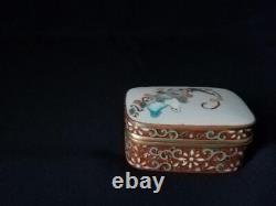 CLOISONNE BIRD ARABESQUE BOX 2.6 inch Japanese Antique MEIJI Era Old Fine Art