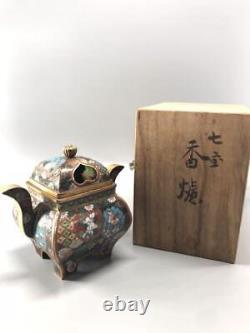 CLOISONNE CENSER KORO FINE PATTERN incense burner Japanese Antique MEIJI Era Art