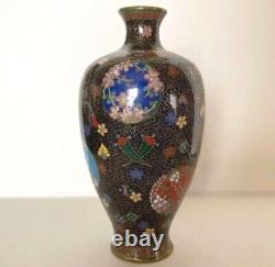 CLOISONNE FINE PATTERN Vase 5.1 inch Japanese Antique MEIJI Era Old JAPAN Art