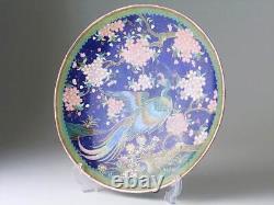 CLOISONNE PEACOCK CHERRY BLOSSOM Plate Japanese Antique MEIJI Era Old Fine Art