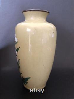 CLOISONNE PEONY FLOWER Pattern Vase 7.2 inch Japanese Antique MEIJI Old Fine Art