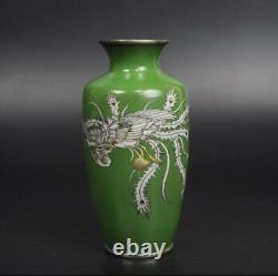 CLOISONNE PHOENIX Pattern Vase 4.8 inch Japanese Antique MEIJI Era Old Fine Art