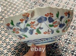 CRANE BIRD 19TH CENTURY Old IMARI Ware Bowl Japanese Antique EDO Period Fine Art