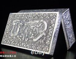 DRAGON Relief Engraving Fine Art Cigarette Case Box Japanese Antique MEIJI Era