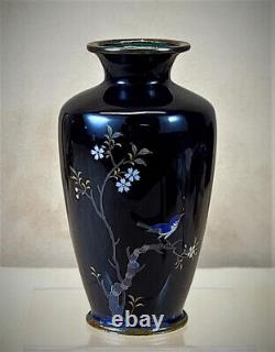 Exquisite Antique Miniature Japanese Cloisonne Vase with fine silver wire cells