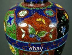 FINE & GORGEOUS Meiji Japanese Antique Cloisonne Vase with Goldstone Ground