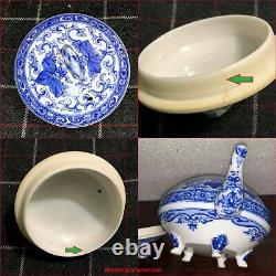 FINE Japanese Meiji Seto KATO SHUBEI Blue & White Eggshell Porcelain Teapot