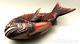 Fine & Larger Japanese Red Lacquer Snapper-sea Bream/tai Fish Lidded Tray-box