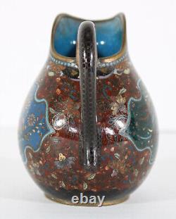 Fine 3.75 Japanese Cloisonne Meiji Tea Creamer Pitcher Flower Hoho Bird