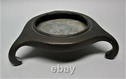 Fine ANTIQUE JAPANESE Bronze Planter and Base Signed c. 1900