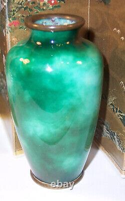 Fine Antique Japanese 4 Cloisonne Enamel Like Jade Cabinet Vase Snd Ota Mint