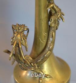 Fine Antique Japanese Bronze & Brass Figural Dragon Vase Meiji Period