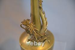 Fine Antique Japanese Bronze & Brass Figural Dragon Vase Meiji Period