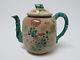 Fine Antique Japanese Floral Enamel Pottery Teapot With Signed