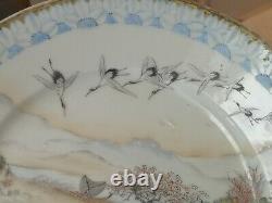 Fine Antique Japanese Hand Painted Pedestal Dish, Meiji Period, Signed