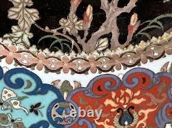 Fine Antique Japanese Meiji Cloisonné Enamel Wisteria Floral Bronze Plate 12
