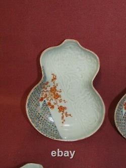Fine Antique Japanese Porcelain Gourd Form Dishes Meiji Period