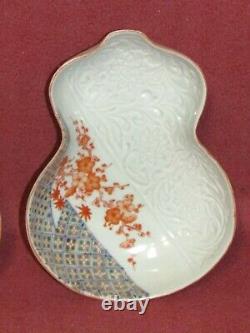 Fine Antique Japanese Porcelain Gourd Form Dishes Meiji Period
