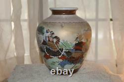 Fine Antique Japanese Samurai Warriors Battle Vase Hand Painted Bright Colors 9