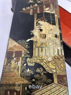 Fine Antique Japanese Style Napoleon III Lacquerware Paper Mache Glove Box 1870