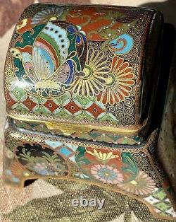 Fine Antique Meiji Era Kyoto School Ota Toshiro Japanese Cloisonne Inkwell Vase