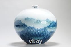 Fine Art Japanese Vase Arita. Artist Fujii Shumei Winter Landscape Born. 1936