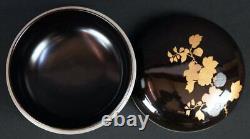Fine Japan lacquered wood Iremono floral Maki-e 1930s hand craft