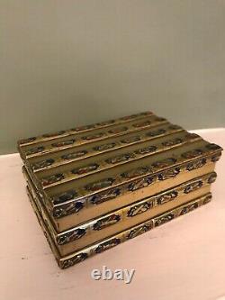 Fine Japanese Brass Trinket Box With Intricate Enamel Panels And Hinged LID