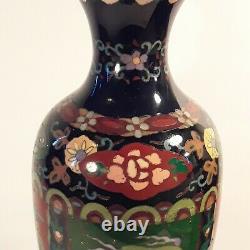 Fine Japanese Cloisonne 12 Dragon & Phoenix Vase Meiji Period