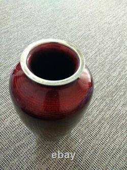 Fine Japanese Cloisonne Enamel Vase Pigean Blood Enamel on Brass