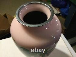 Fine Japanese Cloisonne Pink & Bamboo Enamel Vase by Sato Completely Wireless