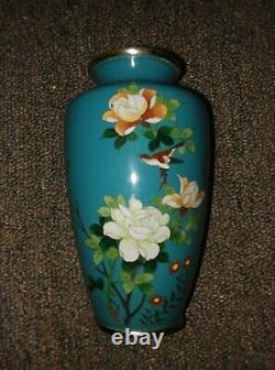 Fine Japanese Cloisonne Vase, Early/Mid 20th Century, Bird, Flowers