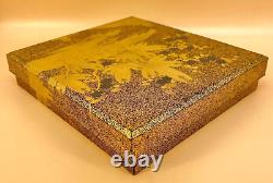 Fine Japanese Edo Wood Lacquer Writing Box WithTrays, Ink Stone & Water Dropper