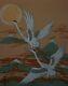 Fine Japanese Hand Painting Flying Cranes Mt. Fuji Signed