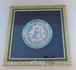 Fine Japanese Kobei Kiln Persian pottery plaque Hand Painted Dish Lady Musician