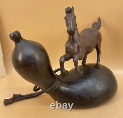 Fine Japanese Meiji Bronze Okimono Horse & Double Gourd