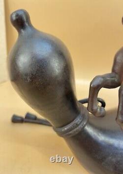 Fine Japanese Meiji Bronze Okimono Horse & Double Gourd